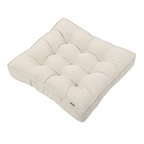 アイボリー_約50cm Baibu Home 座布団 クッション 綿100％ 50cm角 やさしい座り心地 厚さ7cm おしゃれ 座布団 オールシーズン フロアクッション 床用 アイボリー
