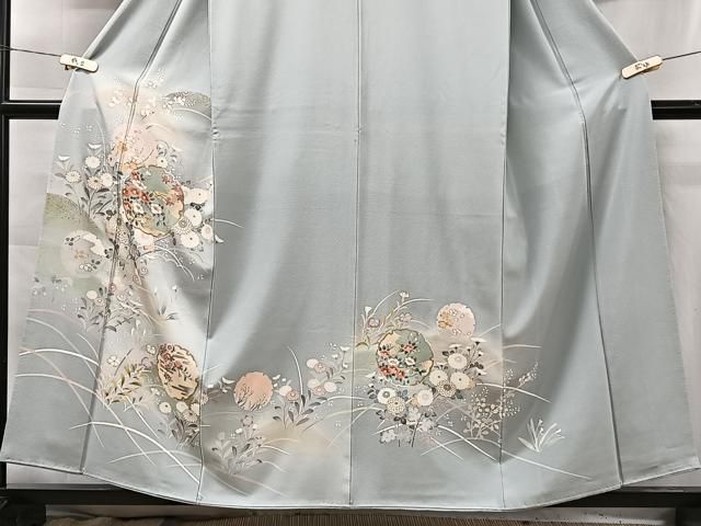 平和屋着物○訪問着 片輪車草花文 暈し染め 金彩 正絹