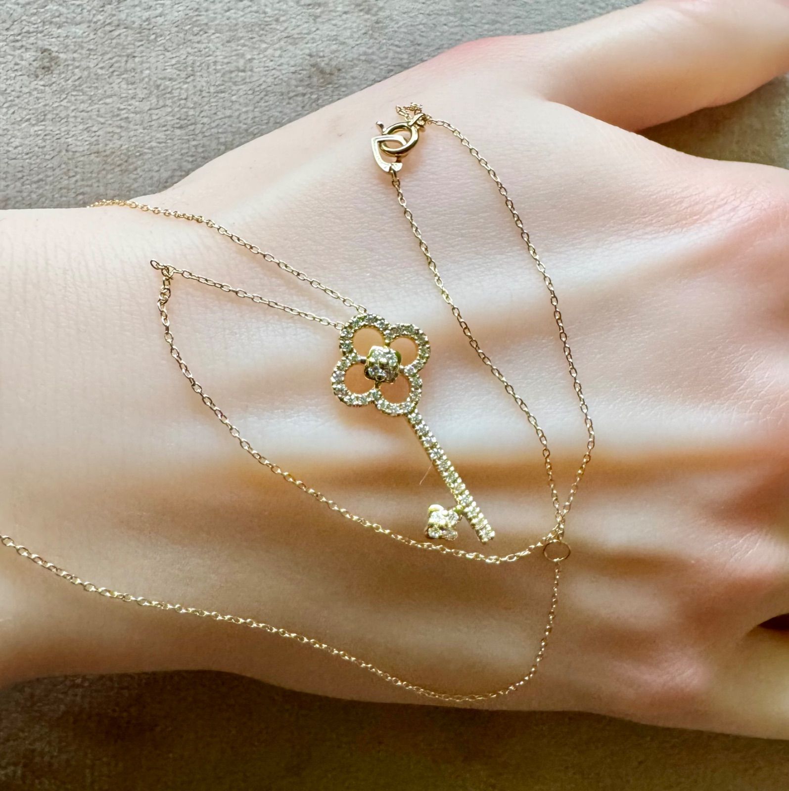 ポンテヴェキオ◇K18YG*エントラータダイヤモンドネックレス*鍵*かぎ