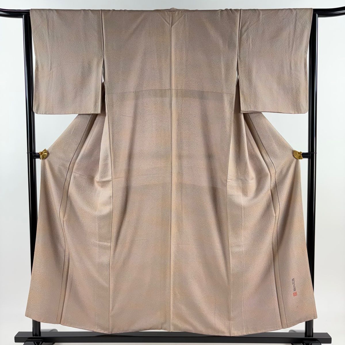 小紋 身丈154.5cm 裄丈64cm M 袷 落款 幾何学 ぼかし 灰紫 正絹 秀品