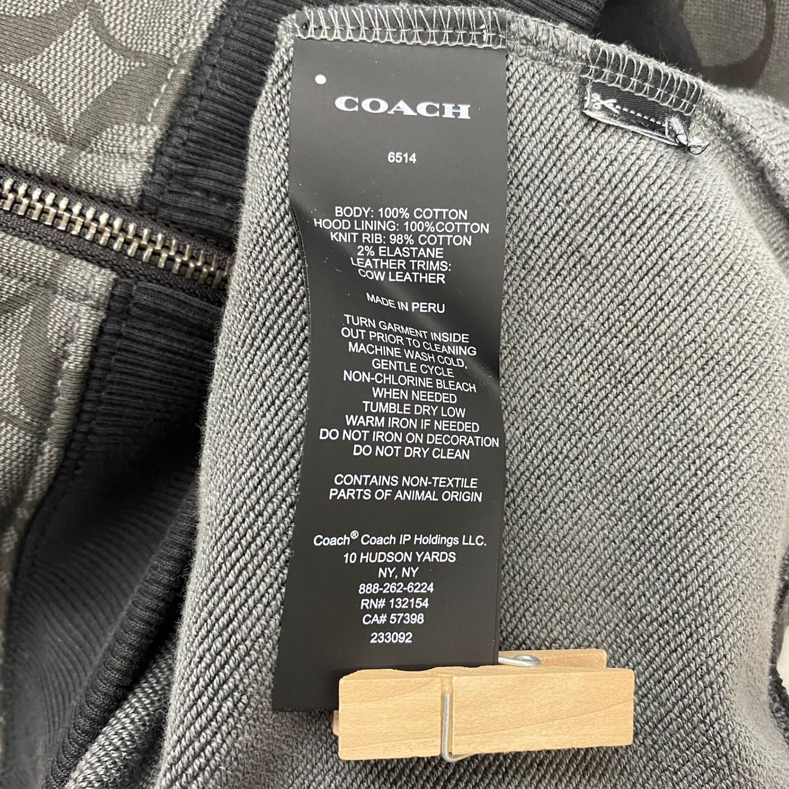 COACH コーチ シグネチャー ジップアップ パーカー ブラック S 極美品】 COACH シグネチャー柄 ジップアップ パーカー ブラック XL