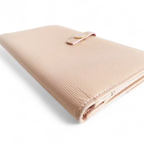 シャネル CHANEL ココボタン レザー 長財布 ピンクベージュ ゴールド