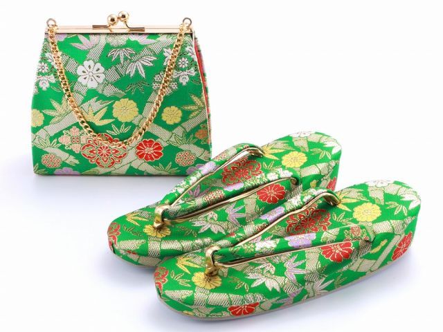 七五三 七歳用 結び帯 大寸 箱せこセット 新品 箱入り301 グリーン 竹