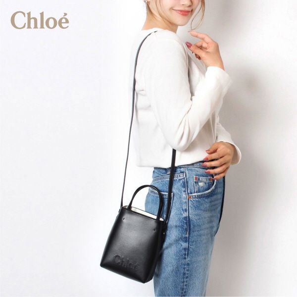 24SSモデル クロエ Chloe  SENSE マイクロトートバッグ【001 BLACK】 CHC23UP873I10  001/【2024SS】l-bag