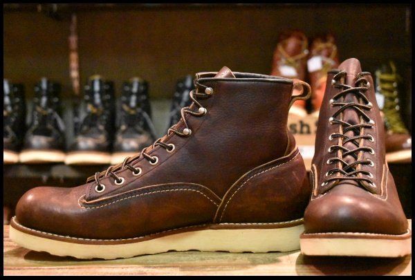 9.5D 14年 レッドウィング 2906 ラインマン 茶 ダーク ブラウン ブライヤーオイルスリック 編み上げ ブーツ redwing HOPESMORE FE534