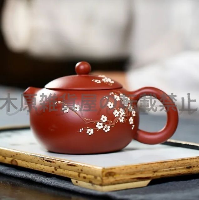 煎茶道具 中国工芸美術師 馮煉造 紫砂壺 原鉱泥手造り急須 朱泥後手急須 茶器 中国古美術・乳丁紫砂壺・底款:顾景洲紋・宜興原鉱・赤泥急須