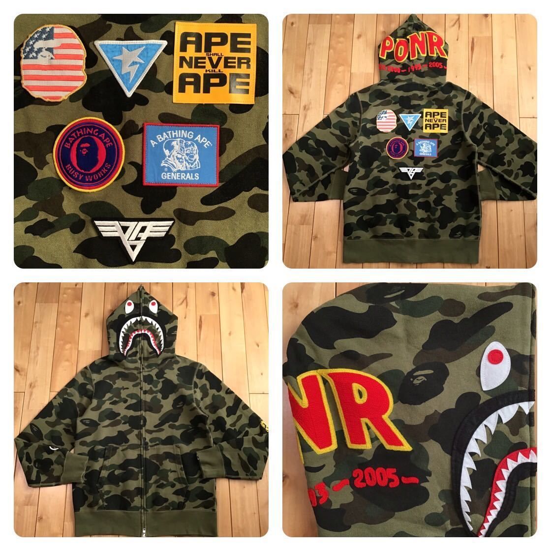 カラーグリーン緑BAPE STA CAMO SHARK HOODIE GREEN M