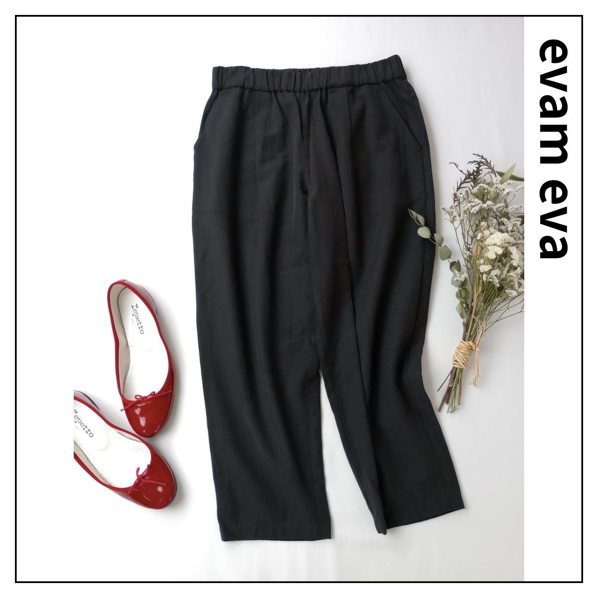 【初回限定お試し価格】 evam eva エヴァムエヴァ tuck cropped easy pants シルク パンツ