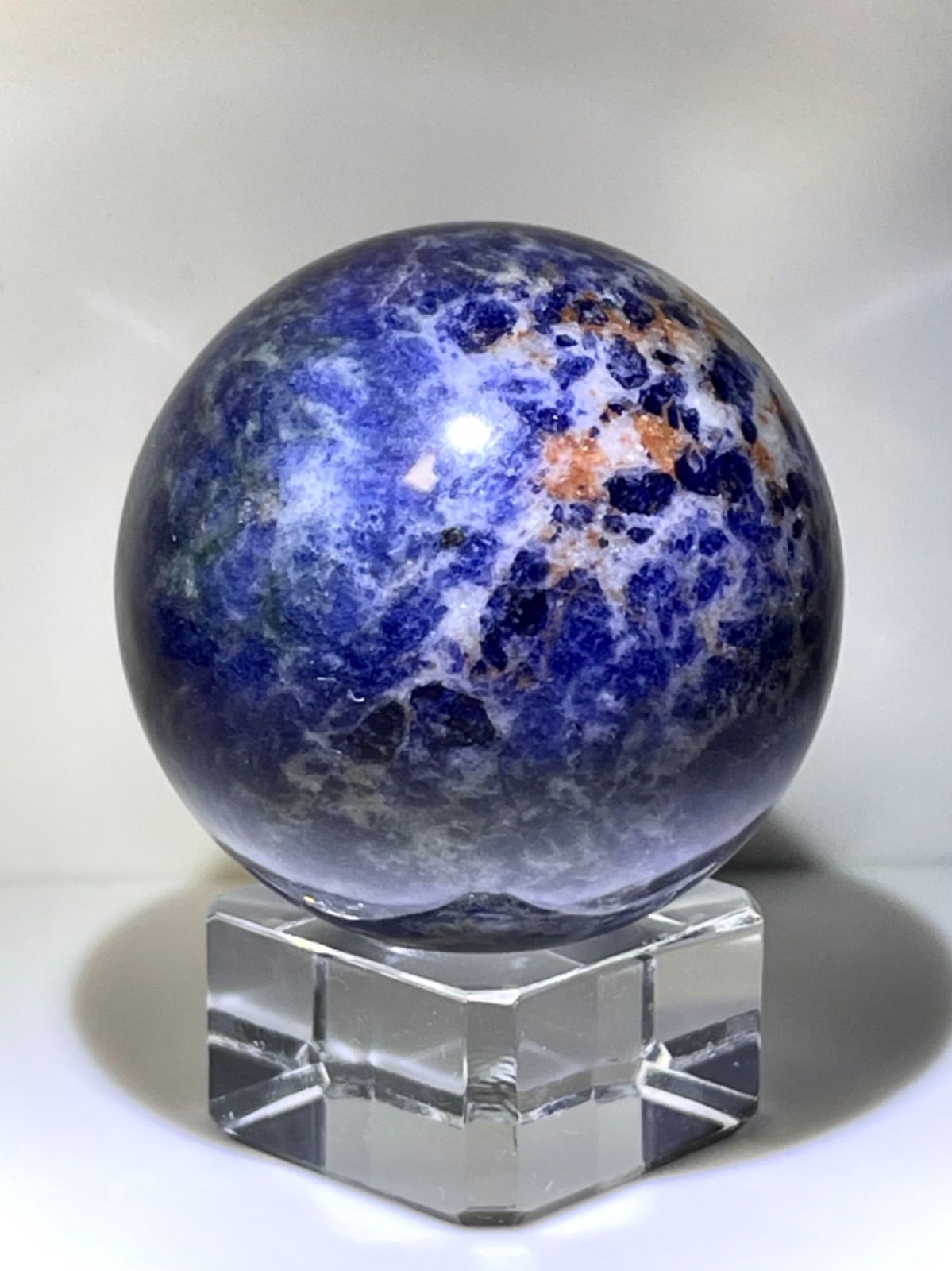 ソーダライト丸玉深藍金粒パワーストーン天然石インテリアスフィア判断