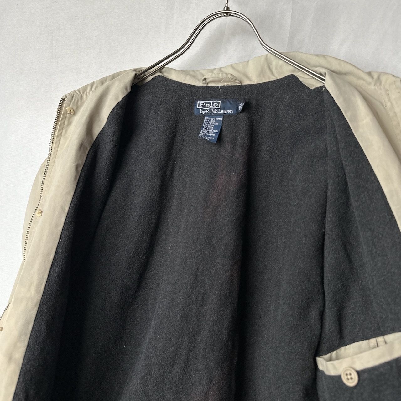 ポロバイラルフローレン　90s 薄手　ハーフコート　ベージュ ポロバイラルフローレン 90s 薄手 ハーフコート ベージュ - メルカリ