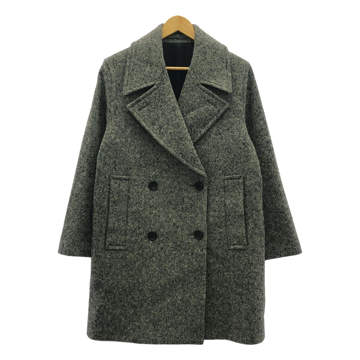 MARGARET HOWELL | マーガレットハウエル | NEP TWEED P COAT ネップツイード ダブルコート | 2 | ブラック|アイボリー | レディース