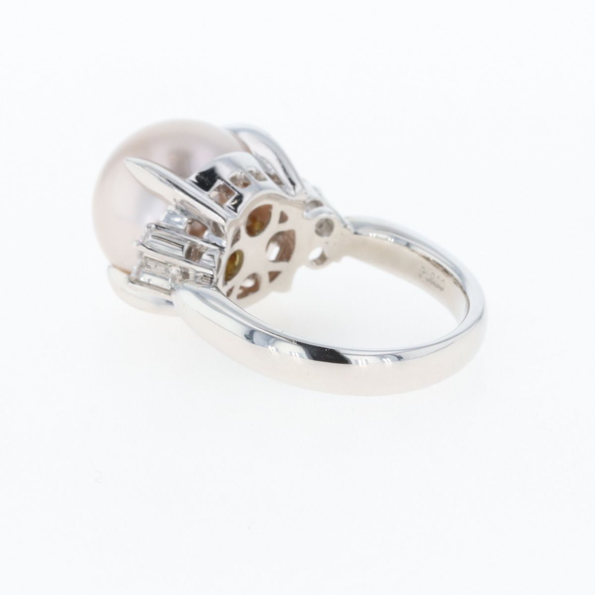 パール デザインリング プラチナ メレダイヤ 指輪 真珠 リング 10号 