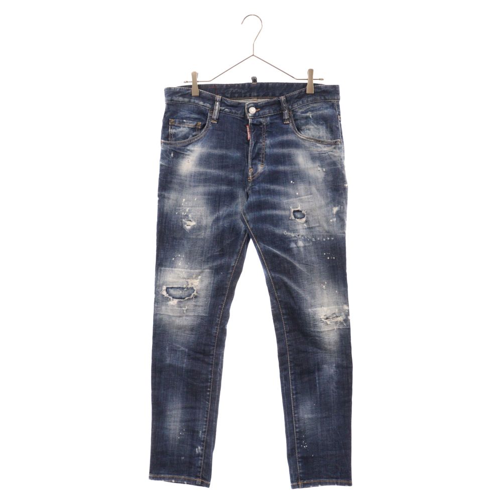 DSQUARED2 (ディースクエアード) 20AW SKATER JEAN S74LB0764 ダメージ加工デニムパンツ インディゴブルー