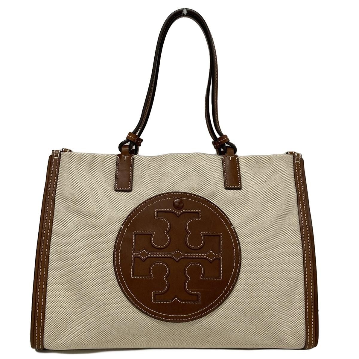 TORY BURCH(トリーバーチ) トートバッグ美品 - ベージュ×ダークブラウン レザー - メルカリ