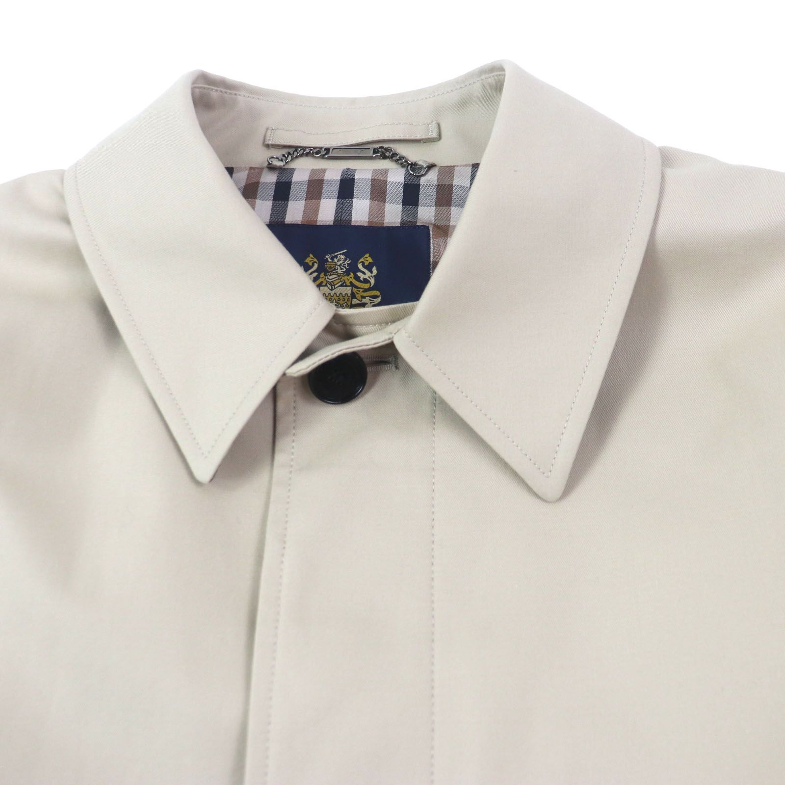 美品▽Aquascutum アクアスキュータム 比翼仕立て カシミヤ100