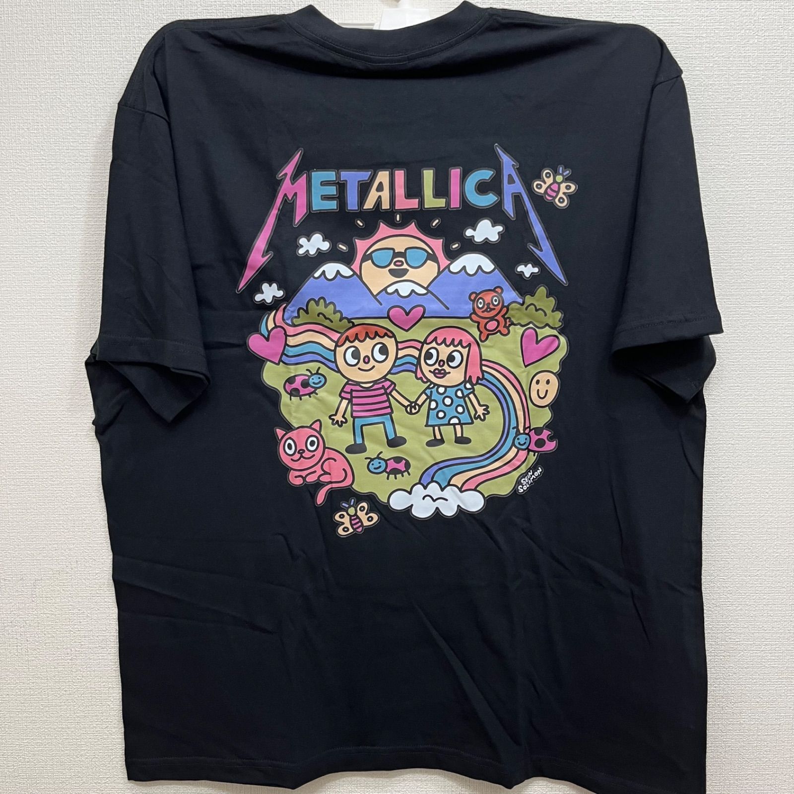 メタリカ ロック バンド tシャツ ロックT バンドT 手刷り風 半袖 L 