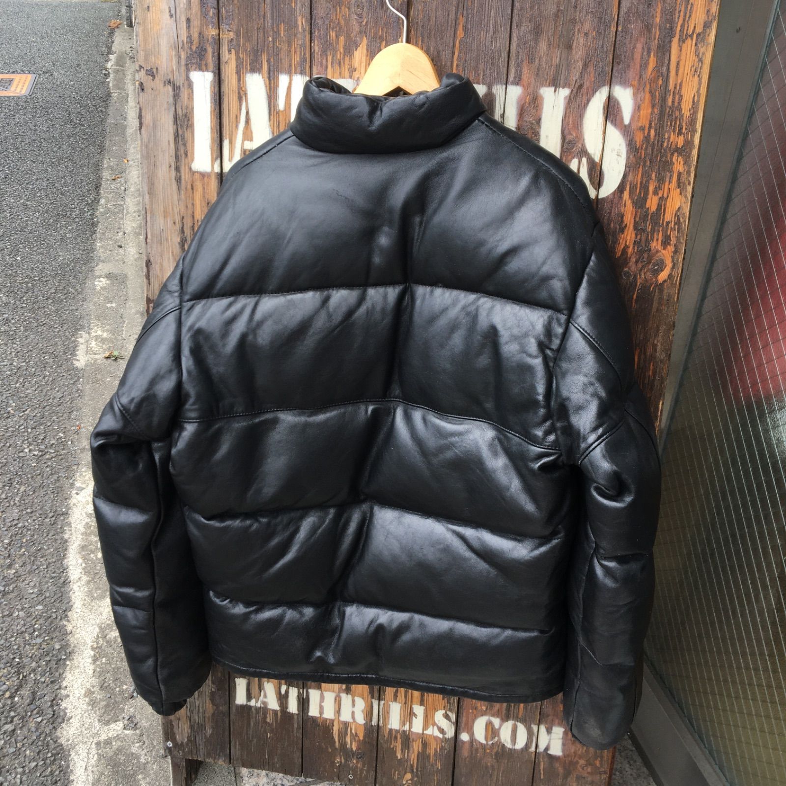 90s Schott USA レザーダウンジャケット ブラック 36214D