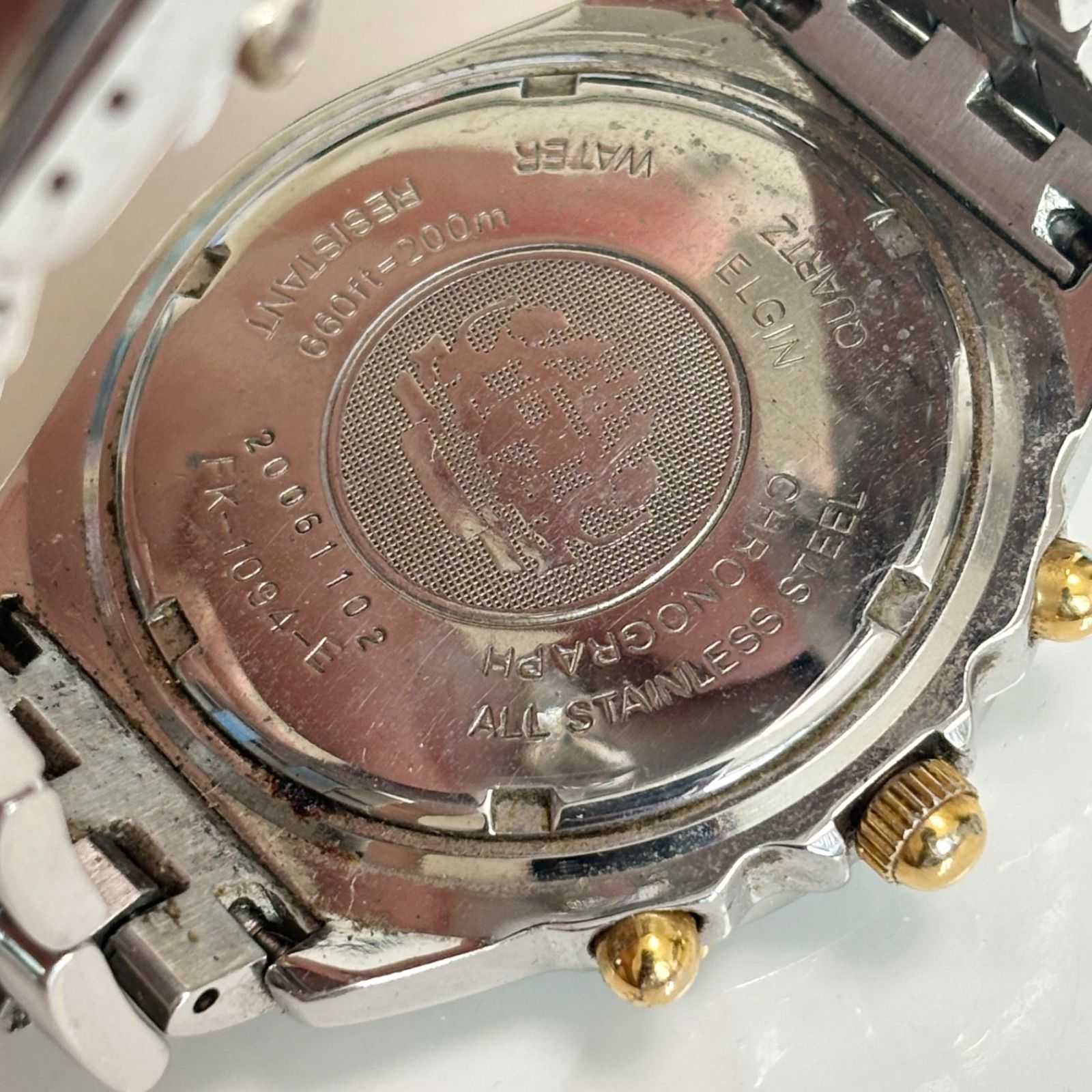 送料無料】ELGIN/エルジン/FK-1094-E/クロノグラフ/200m/デイト