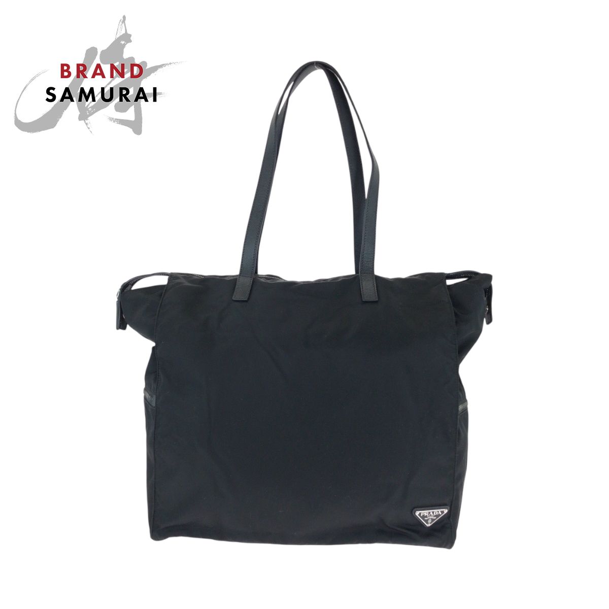 美品 PRADA プラダ テスート 三角ロゴプレート ブラック 黒