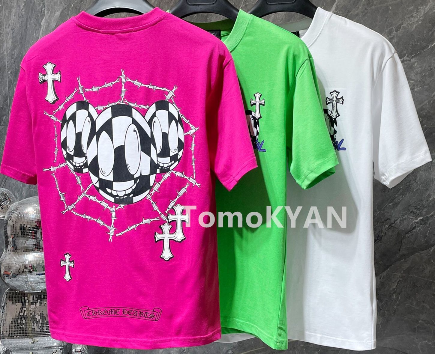 ♡美品♡Chrome hearts matty boy クロムハーツ  半袖 Tシャツ 男女兼用 ホワイト/ピンク/グリーン