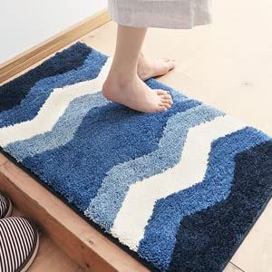 Joy-yongバスマット 大判 北欧 玄関マット室内おしゃれ 風水 浴室足ふきマット (80cm*50cm 水の波紋は運を助けます-青)