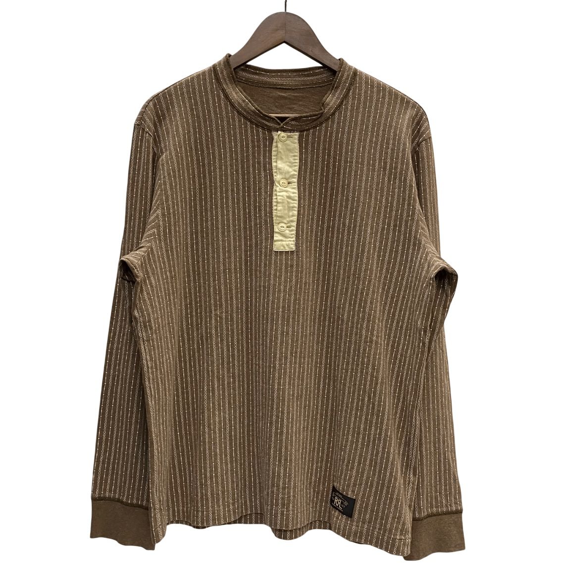 ダブルアールエル RRL L|S STRIPE HENLEYNECK TSHIRTS 長袖カットソー ベージュ 201MT-3678 VB