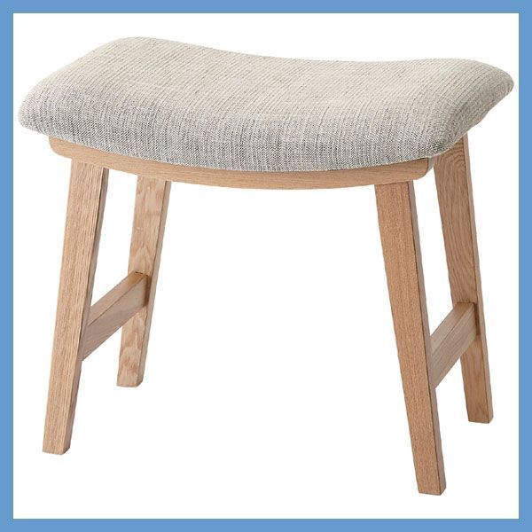 ２脚セット 天然木 アッシュ のトロペスツール クッション座面 ファブリック W48×D33×H42cm No.790 ベージュ