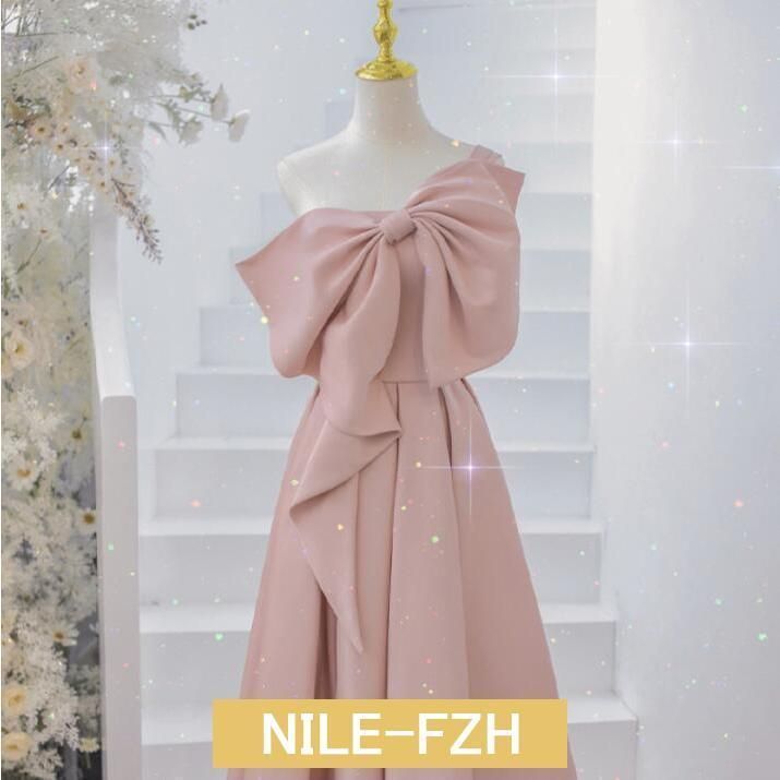 イブニングドレス ピンク オフショルダー 結婚式ドレス サテン ドレス シンプル 優雅 エレガント ロングドレス 発表会ドレス パーティードレス 二次会ドレス