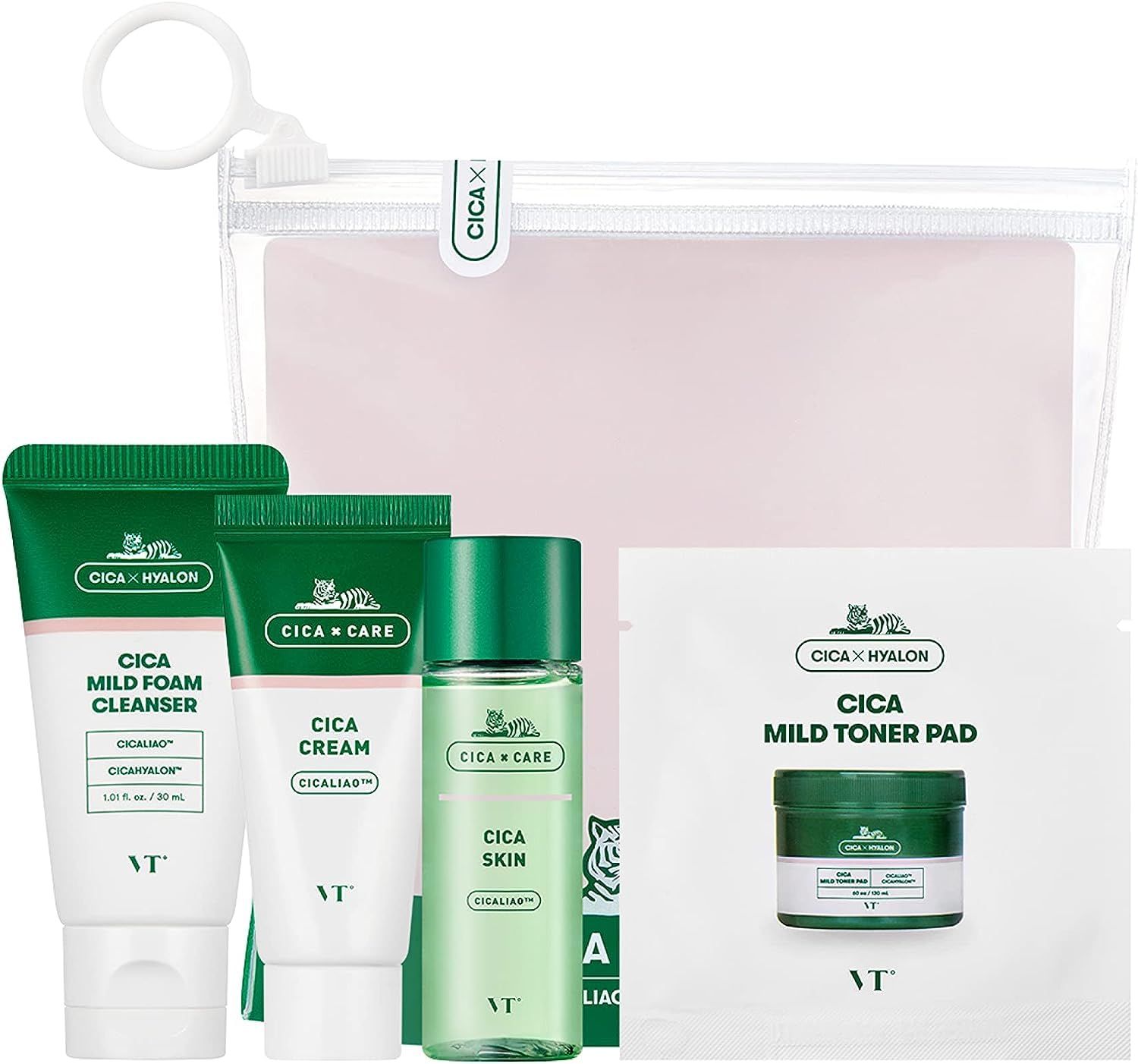 VTCOSMETICS(ブイティコスメテックス) VT CICA トライアルキット セット トラベルキット マイルドフォームクレンザー スキン クリーム トナーパッド 保湿 敏感肌 スキンケア 洗顔料 化粧水 