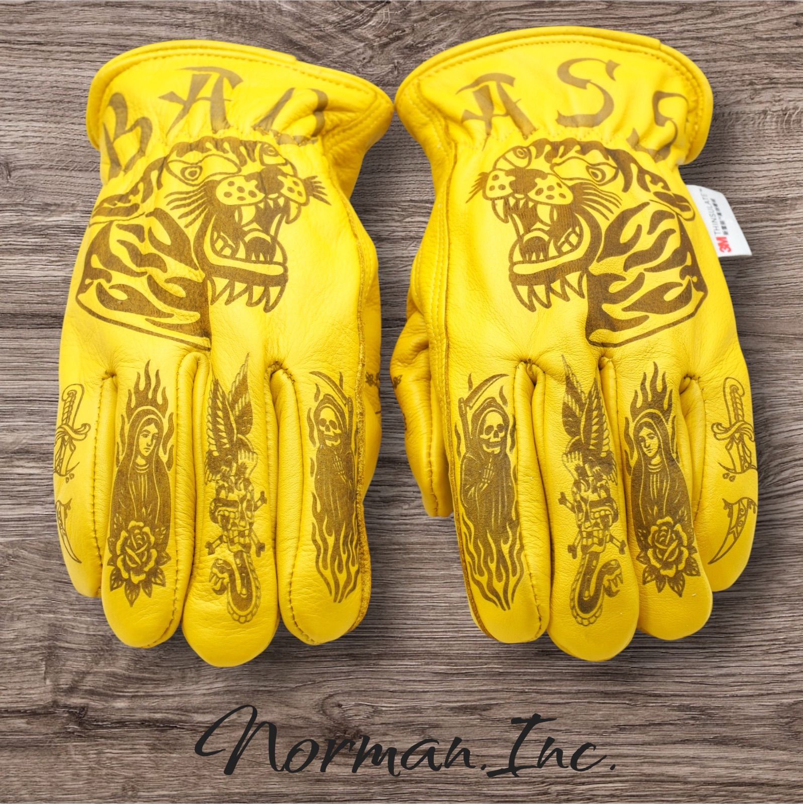 冬用　レザーグローブ　バイク　タトゥー　アメリカン　カスタム　裏起毛　手袋 牛革 冬用 保温綿 裏起毛 レザーグローブ アメリカン バイク ハーレー