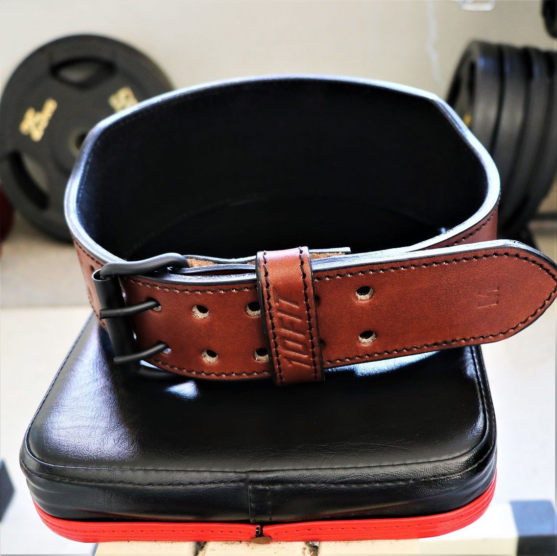 10FIT トレーニングベルト パワーベルト レザー ブラウン TE-91