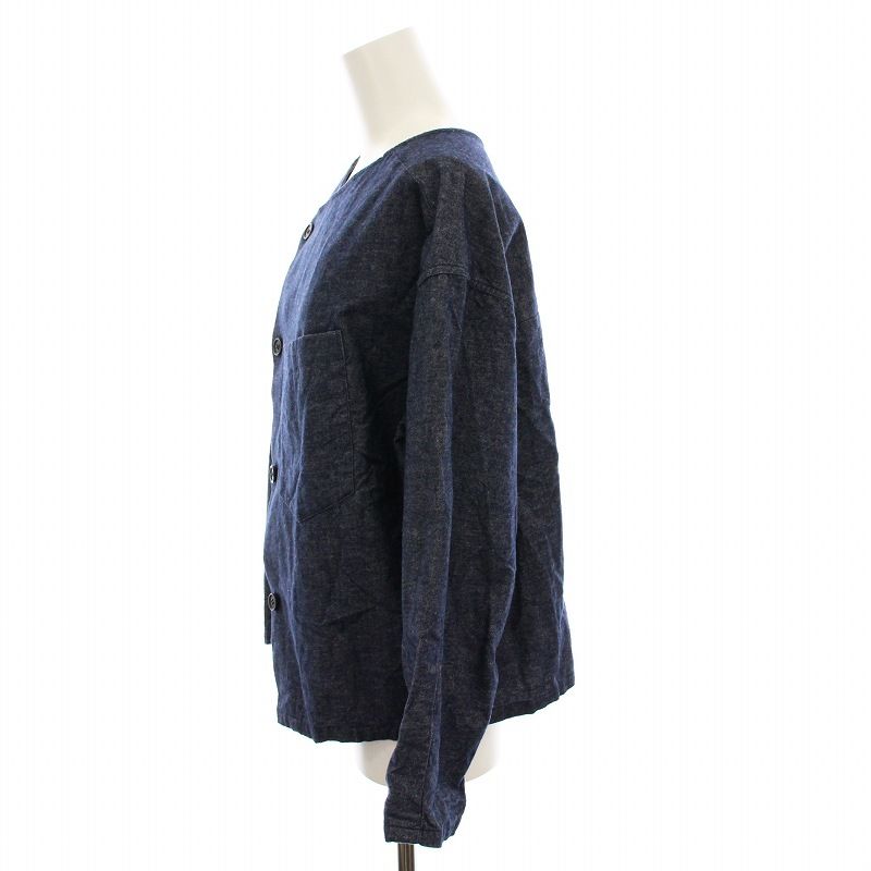 ズッカ zucca 22AW ノーカラージャケット 変形 M 紺 ZU23FJ445