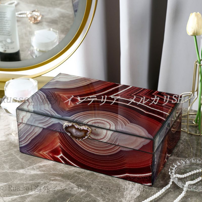 ジュエリー ボックス ラグジュアリー セット レッド ホワイト マーブル模様 おしゃれ かわいい インテリア ケース 宝石箱 ギフト プレゼント