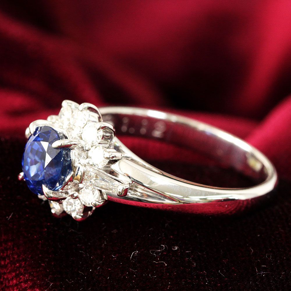 最高品質！ ロイヤルブルー 1ct サファイア ダイヤ プラチナ リング 鑑別 最高品質！ ロイヤルブルー 1ct サファイア ダイヤモンド