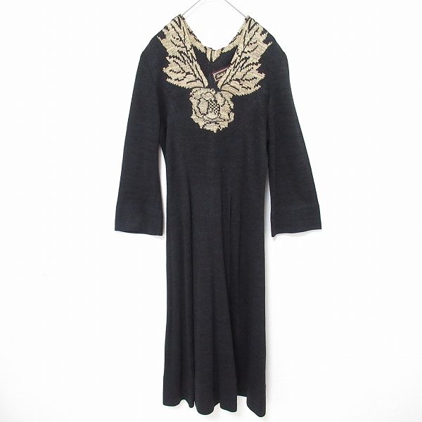 斉藤都世子 サイトウトヨコ ニットロングワンピース ラメ 薔薇 レディース w974471ss