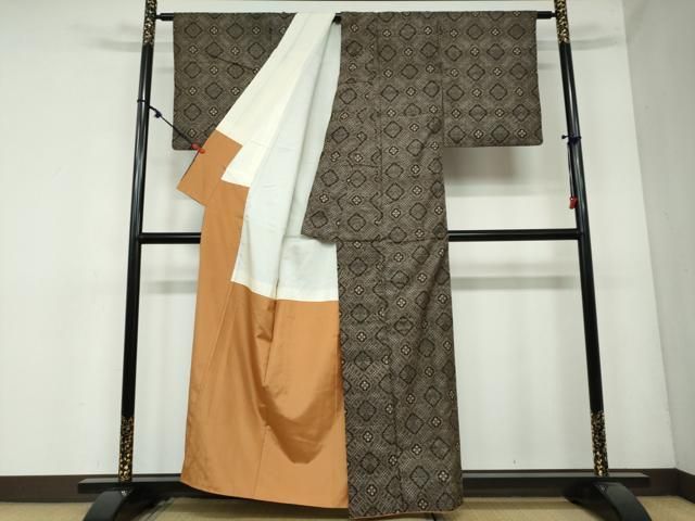 平和屋着物●本場大島紬　龍郷絣　アンサンブル　花菱文　正絹　逸品　DAAY5450ud 平和屋着物○本場大島紬 龍郷絣 アンサンブル 花菱文 正絹 逸品