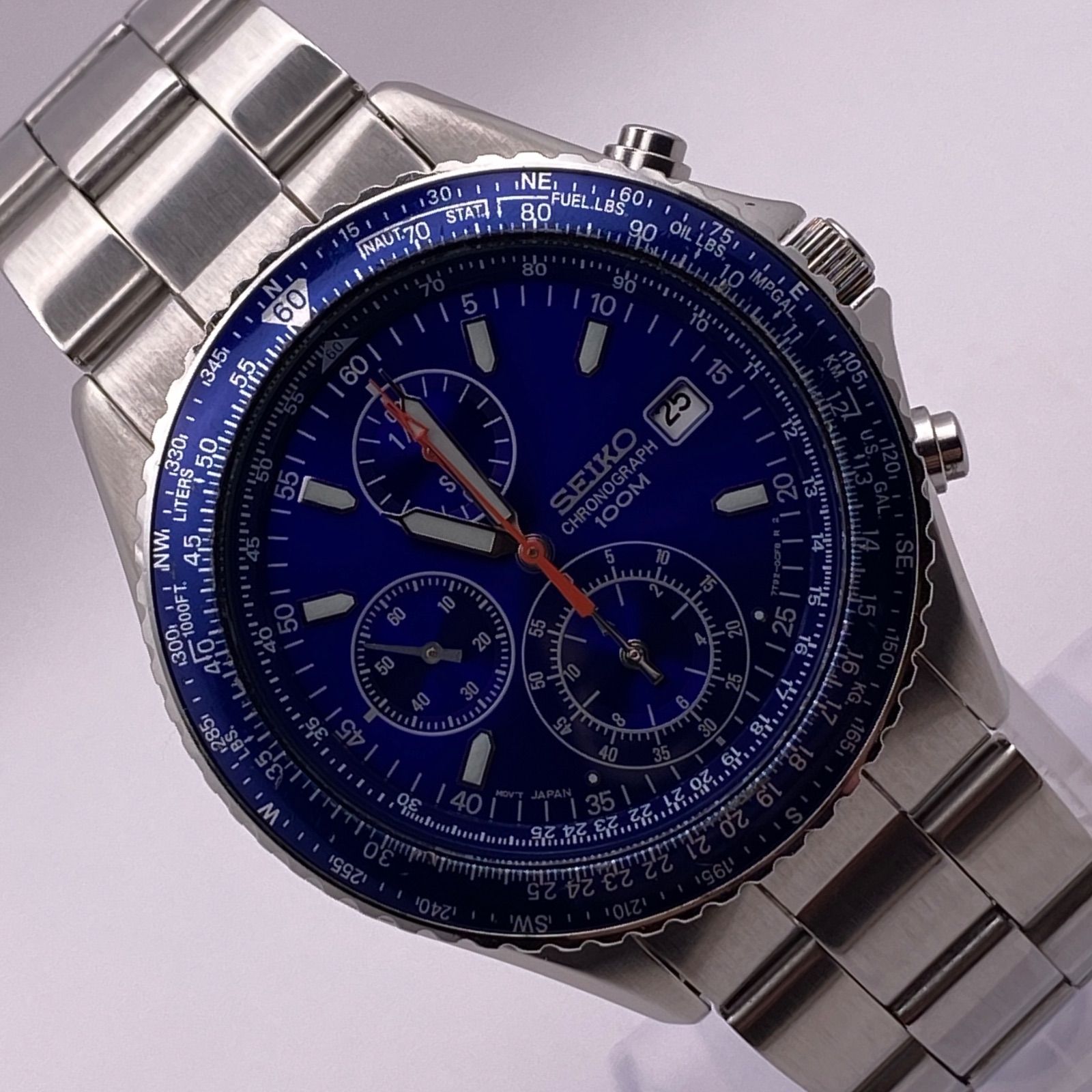 SEIKO クロノグラフ 50M men's セイコーSEIKO クロノグラフフライトパイロット腕時計メンズ