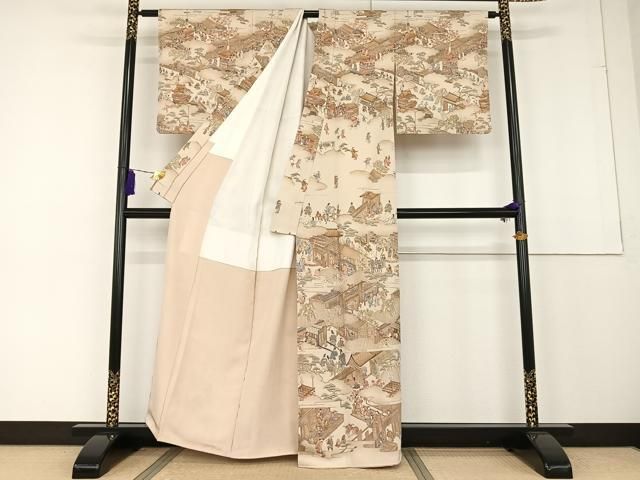 平和屋着物○中国三大刺繍 スワトウ刺繍 総刺繍 訪問着 紬地