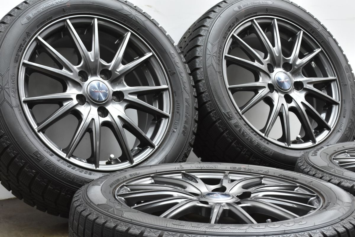 バリ溝 WEDS VELVA 16in 6.5J 47 PCD114.3 グッドイヤー アイスナビ6 205|55R16 ノア ヴォクシー ステップワゴン セレナ プレマシー
