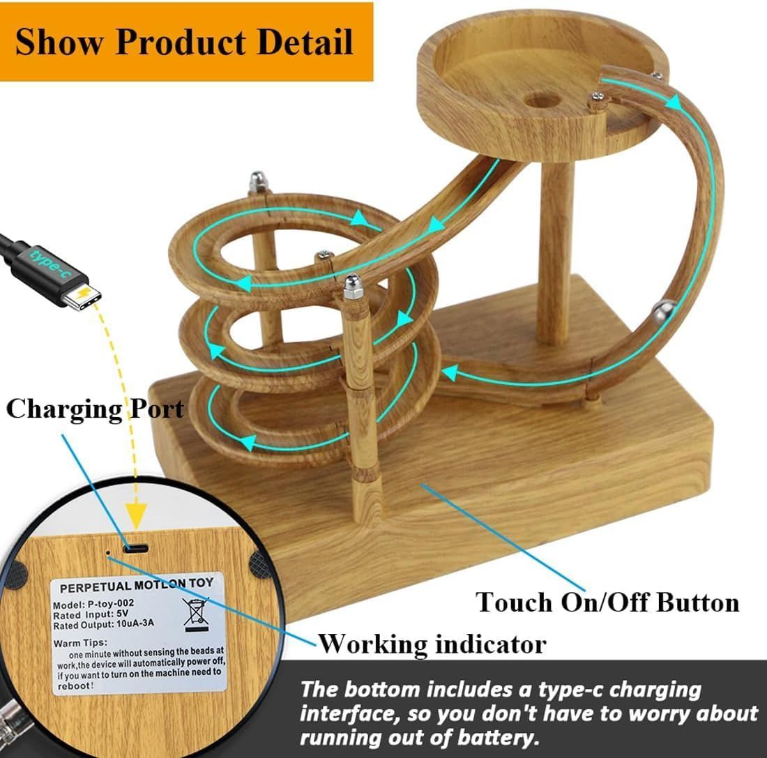 永久運動シミュレータ パーペチュアル モーション マシン デスク トイ パーペチュアル マーブル マシン 安定した電磁駆動 知育玩具ギフト 子供たちに教えるために ホームオフィス用