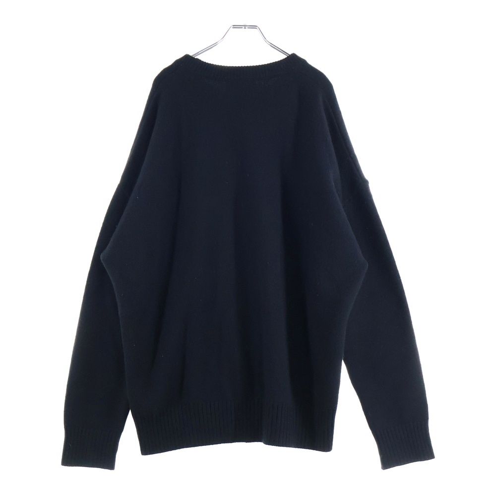 ami アミ ハート刺繍ロゴ クルーネックニットセーター ブラック レッド BFUKS002.018