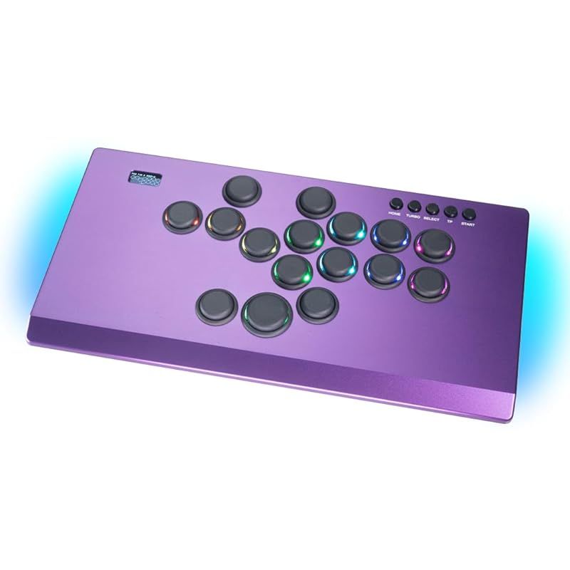 TIKITAKA FTG Mシリーズ ナイロンボタン レバーレスコントローラー 12mm超薄 SF6 ストリートファイター用ゲームコントローラー ジョイスティック アーケードスタイル PS4|PS3|PC|N Switch2対応 紫 0