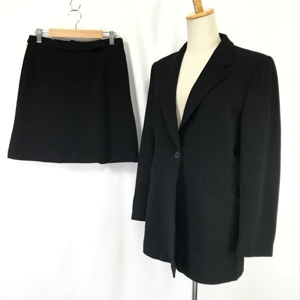 ジョルジオアルマーニジャパン正規代理店タグ EMPORIO ARMANI ミニスカート スーツ|上下セットアップ|ロング丈ジャケット 42|黒◆cBH907