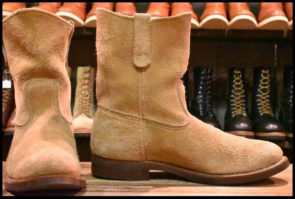 9.5E 良品 羽タグ 98年】レッドウィング 1188 スエード ペコス タン