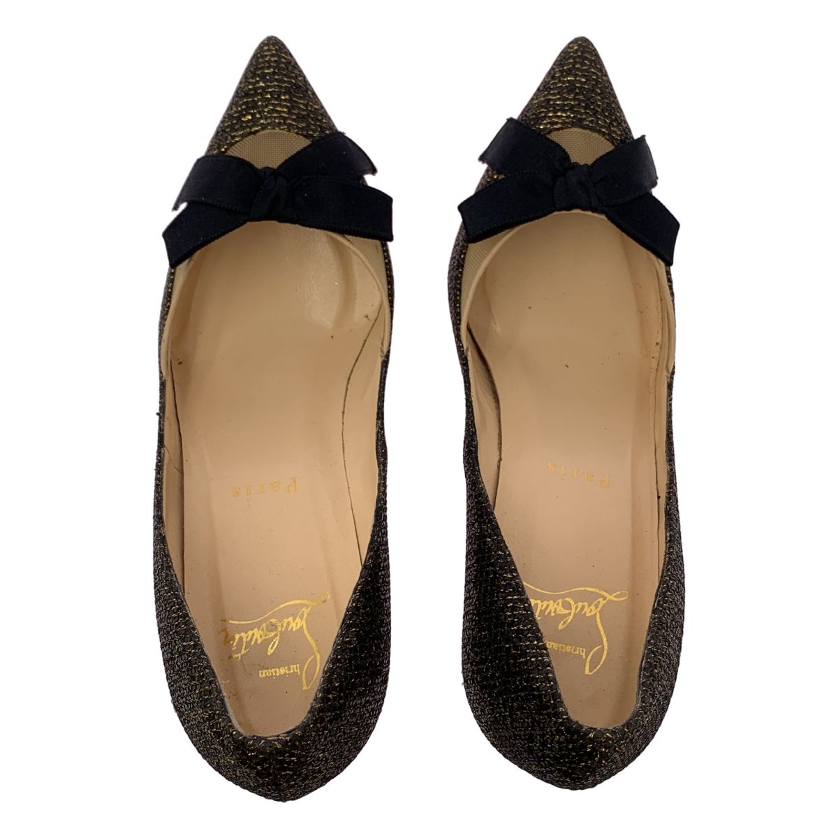 ⭐️新品未使用⭐️ クリスチャンルブタン　オープントゥ　リボンパンプス　ゴールド Christian Louboutin / クリスチャンルブタン | リボン オープントゥ