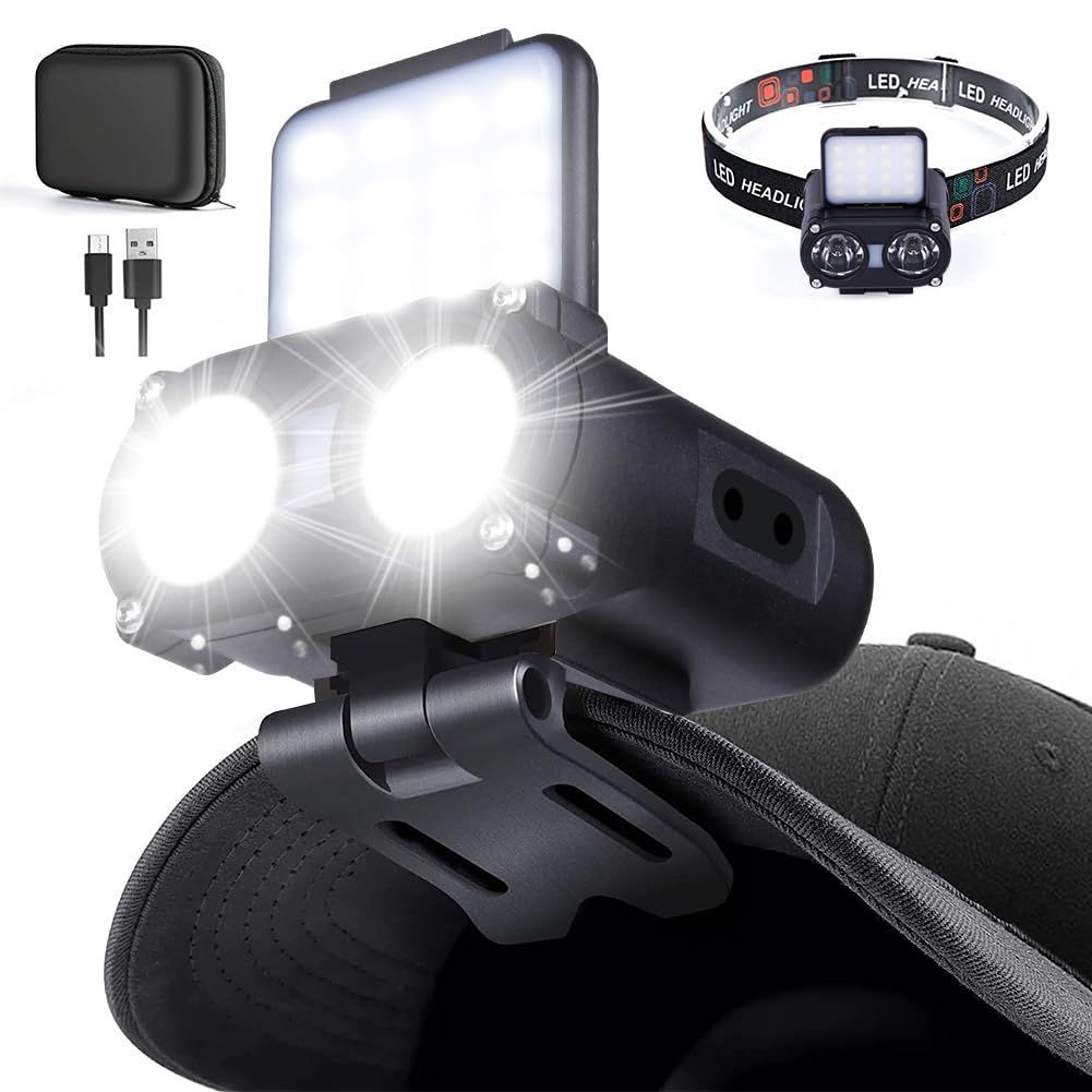 【数量限定】釣り ヘルメットライト IPX4防水】 180°角度調節可能 キャンプ用 赤色サブライト搭載 無段階調光 30~900ルーメン 収納ボックス付き 【4~70時間点灯 帽子ライト 充電式 日本語取扱説明書付き ヘッドライト キャップライト Msnai