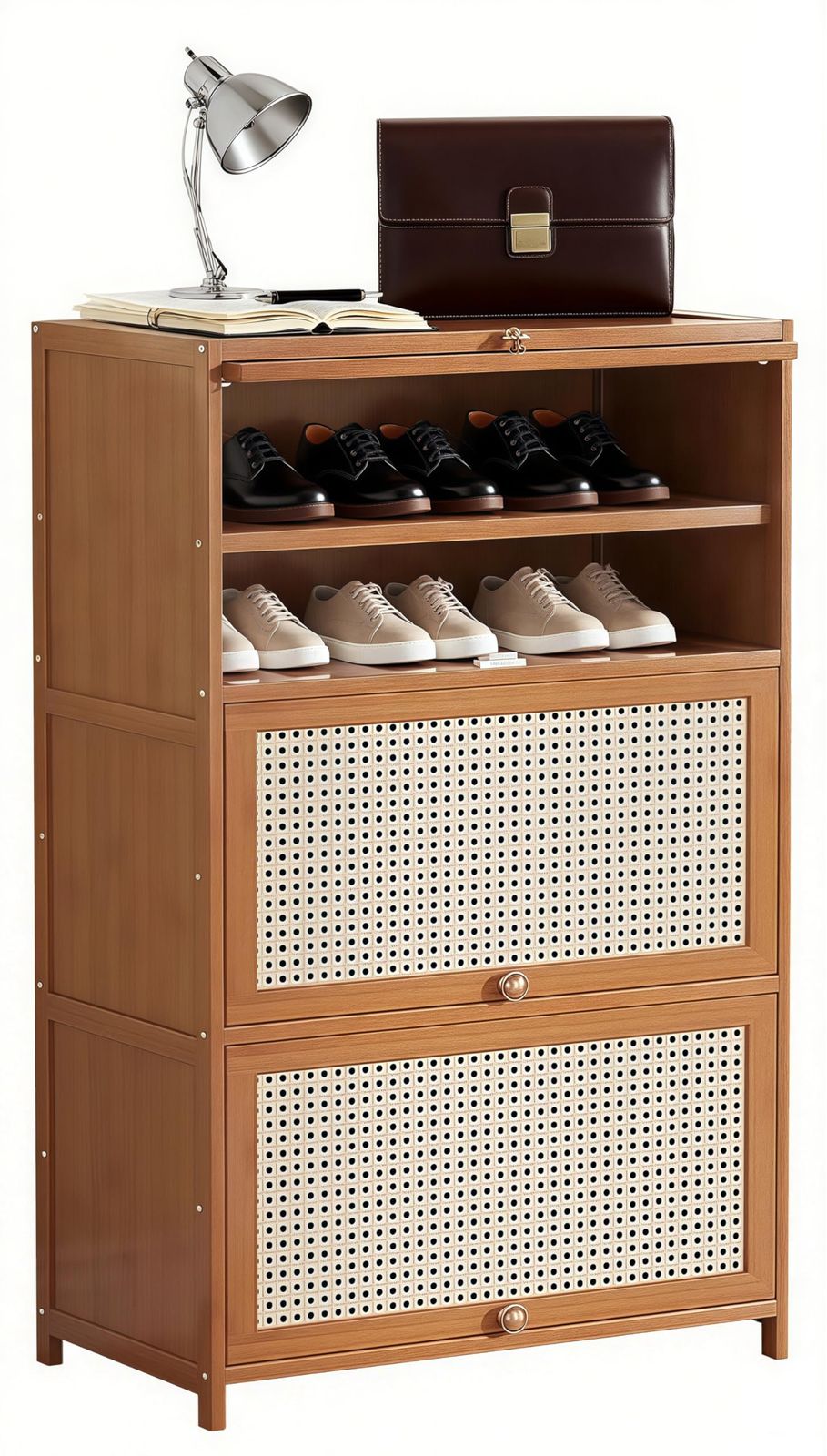大 60*32*106cm シューズボックス 大容量 靴棚 靴収納 扉付き 靴入れ シューズラック 防塵 防臭 天然竹製 通気 シューズキャビネット コンパクト 省スペース 7段 廊下 下駄箱 玄関収納 日本語説明書付き ブラウン EastEamily 7