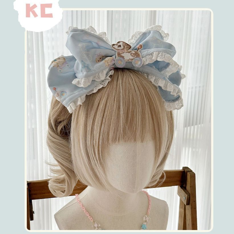 【卸し売り】 ロリータ くまモチーフ コスプレ衣装 高腰甘ロリデザイン ジャンパースカート 豪華3点セット ジャンパースカート リボン ヘッド 撮影会 舞台演出 推し活 ハロウィン プレ