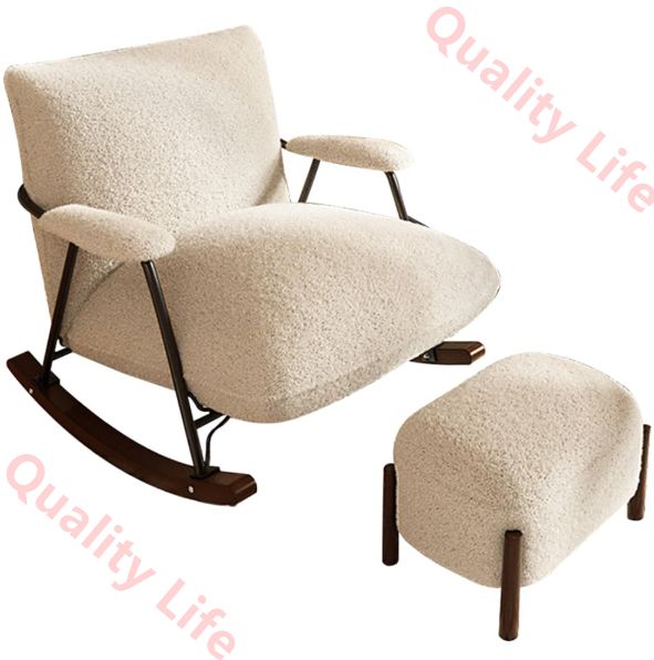 ロッキングチェア リラックスチェア 足置き台付き 揺れる椅子 1人掛け 読書椅子 高反発 バルコニーリラックスチェア 高耐荷重 組み立てが簡単 客間 寝室 家庭用 耐荷重300kg 揺り椅子 屋内 屋外 兼用 通気性よい ブラック-PU 1人掛け 足置き台 NEXPOTALLINN_EU