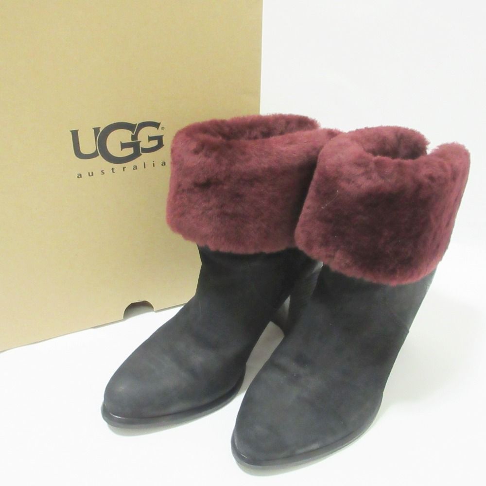 UGG australia アグオーストラリア LAYNA ポインテッドトゥ ムートンブーツ ブーティ 1005955 US8 25cm ブラウン×ブラック レディース 古着